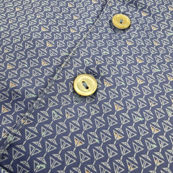 Peter Millar Shirt Mens Medium Blue Martini Glass AOP Summer Comfort Polo Golf - Picture 11 of 16